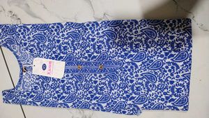 Blue &amp; White Paisley Print Kurta