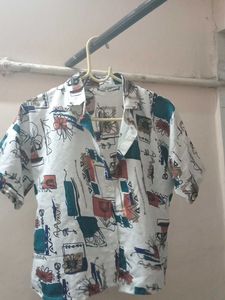 Abstract Print Button-Up Shirt