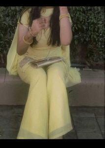 y2k Yellow Kurta Set with Palazzo Pants