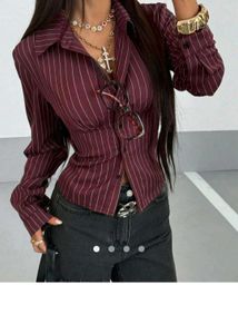 Maroon Pinstripe Button-Up Shirt