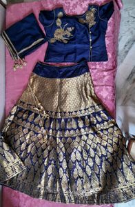 Navy Blue Banarasi Lehenga