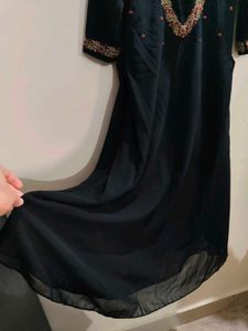 Elegant Black Handwork Aline Kurta with Dupatta