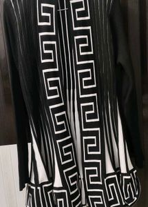 Chic Black & White Geometric Cardigan