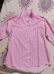 Chic Pink Striped Button-Up Shirt