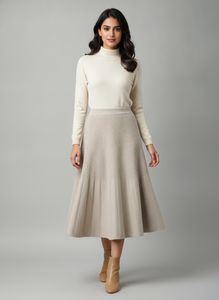 Elegant Beige Knit Skirt