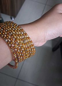 Pink And Golden Glass Bangles (32 Bangle)