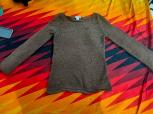 Brown Knit Long Sleeve Top