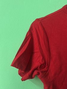 Red fitted top with in-built bra