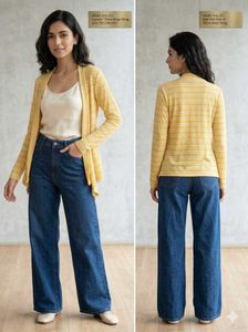 Yellow Striped Knit Cardigan