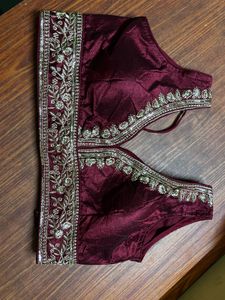 Maroon Embroidered Velvet Blouse