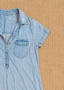 Light Wash Denim Shirt Dress