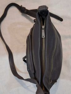 Stylish Dark Grey Leather Crossbody Bag