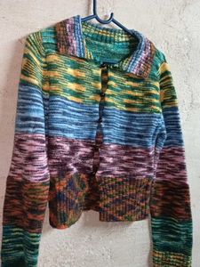 Trendy Winter Cropped Cardigan Sweater Multicolour