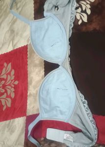 Light Blue Lace Trim Bra