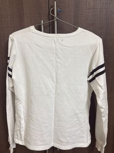 White Long Sleeve Top with Stripes of size S