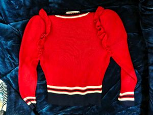 Gucci Chic Red Cropped Knit Cardigan