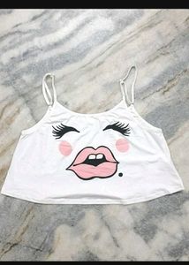 Cute Korean Graphic Crop Top