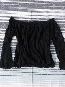 Black Off-the-Shoulder Lace Top