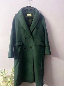 Green Double-Breasted Wool Coat