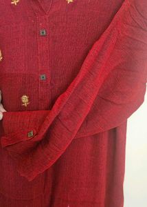 Maroon Embroidered Kurta and Pallazo