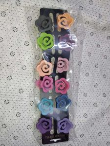 Colorful Flower Hair Clips - Set of 10