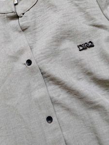 Classic Grey Button-Up Top