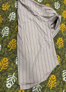 Striped Beige Button-Up Shirt