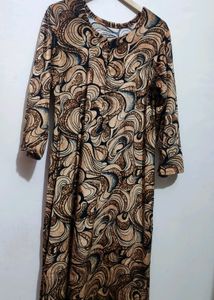 Brown Printed Winter Kurta For Girl Or Woman