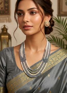 Elegant Layered Beaded Necklace & Earrings Set