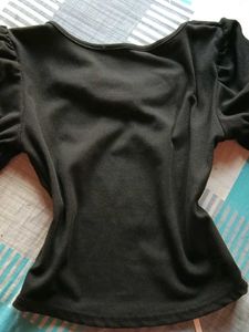 Chic Black Puff Sleeve Top