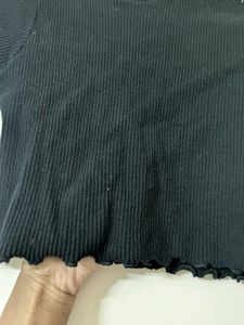 Black Ribbed Knit Top