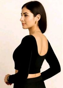 Black Velvet Full Sleeve Stretchable Blouse 💫