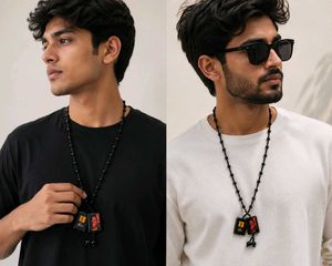 Unique Black Beaded Pendant Necklace