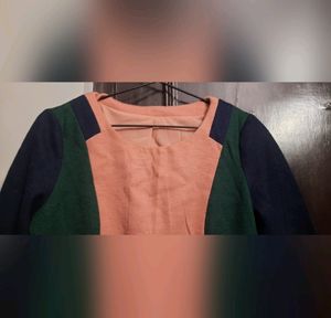 Color Block A Line Warm Dress