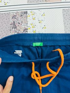 Benetton Blue Joggers with Orange Stripe