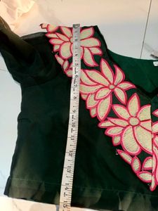 Stylish Green Embroidered Blouse with lower 2pc L