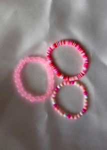 Chic Stackable Beaded Bracelets - Pink &amp; Red Tones