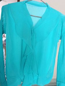 Elegant Teal Ruffle Blouse