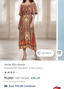 aarke by Ritu Kumar Boho Print Off-Shoulder Dress