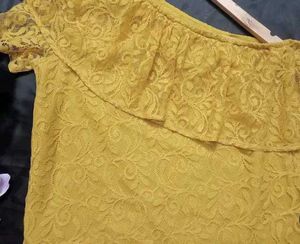 Mustard Lace Off-Shoulder Top