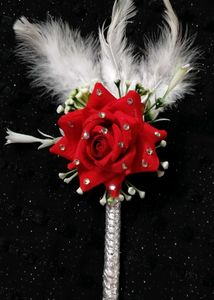 Nikkah pen ❤️ Red Rose Boutonniere with Feathers