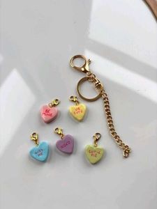 Candy Hearts Message Charm Keychain