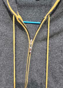 Gray Hoodie with Yellow Trim