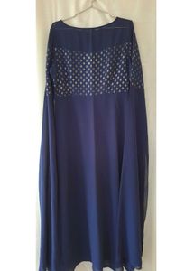 Navy Blue Printed Maxi Dress