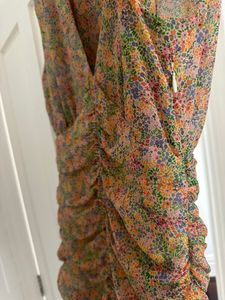 ZARA Ruched Floral Chiffon Mini Dress – Size M