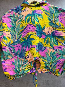 Vibrant Tropical Print Button-Up Shirt