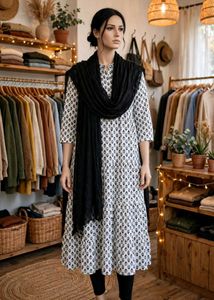 Elegant Printed Kurta Set with Scarf