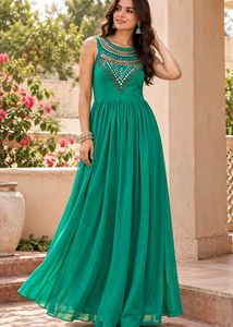 Beautiful Green Embellished Ethnic Gown