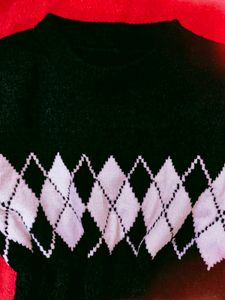 Black Argyle Knit Sweater
