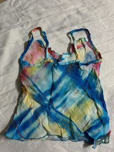 Tie-Dye Cami Top with Ruffle Trim